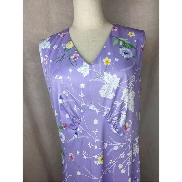 Vintage 1970s L/XL Floral Whimsical Dress Mod MCM Plus Size - Picture 6 of 12